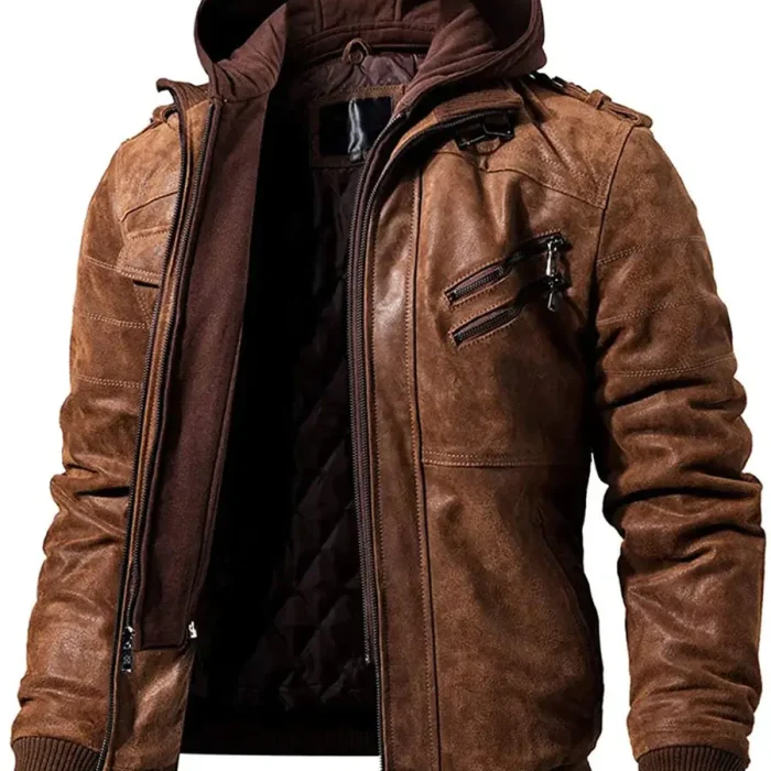 Men`s Brown Sheepskin Leather Bomber Jackets