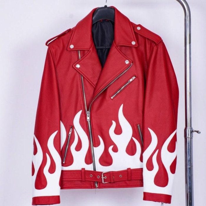 White Flame Leather Jacket for Women