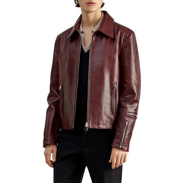 Men`s Burgundy Leather Jackets