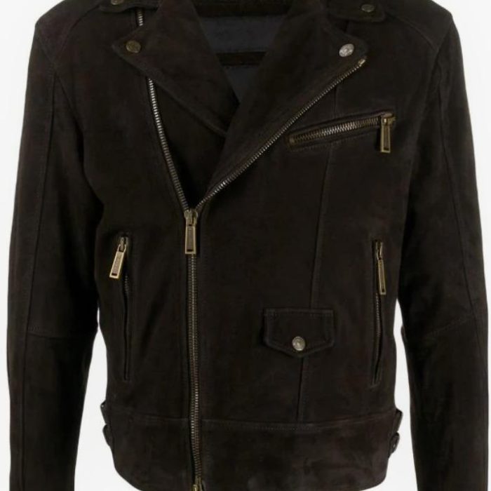 Men`s Black Suede Leather Biker Jackets