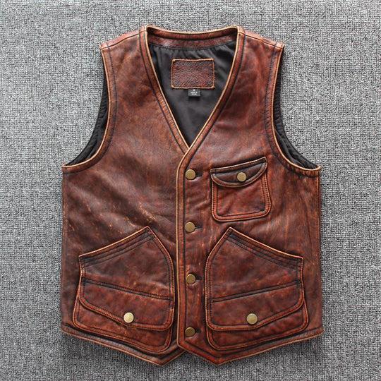 Men`s Distressed Leather Vest