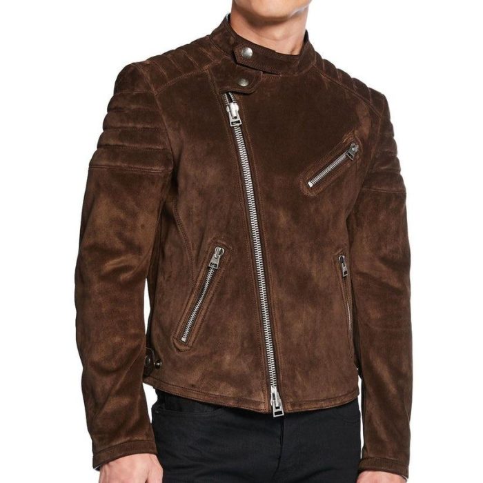 Men`s Brown Suede Biker Jackets