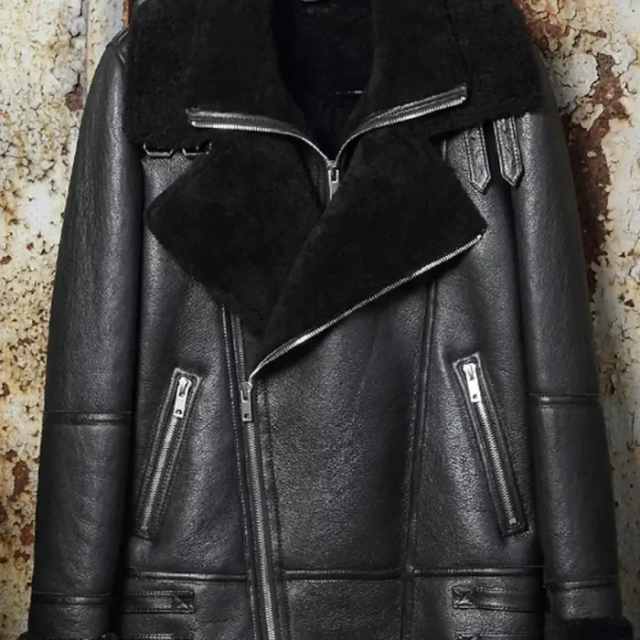 Men`s Black Shearling Leather Jackets