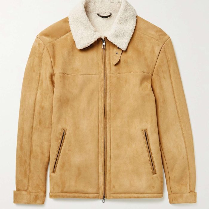 Men`s Tan Suede Shearling Jackets
